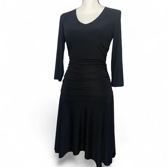 Vintage B. Darlin Black Low Waist Ruched Fairy Dress Size 3/4 Made In USA - Picture 1 of 6